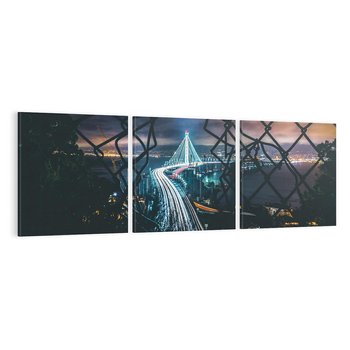 Obraz na płótnie 120x40 - Most nocą - Światła i refleksy - most, światła