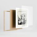 Plakat w ramie 40x50 - Spojrzenia na szkicowaną przeszłość - kwiaty, typografia - rama drewno