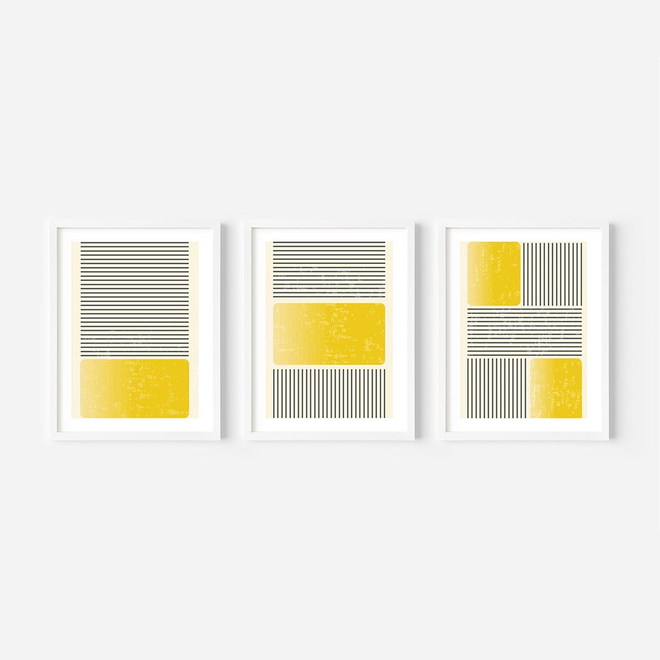 Zestaw obrazy w ramie 50x70 galeria - Symetria, graficzna, minimalizm - rama biała