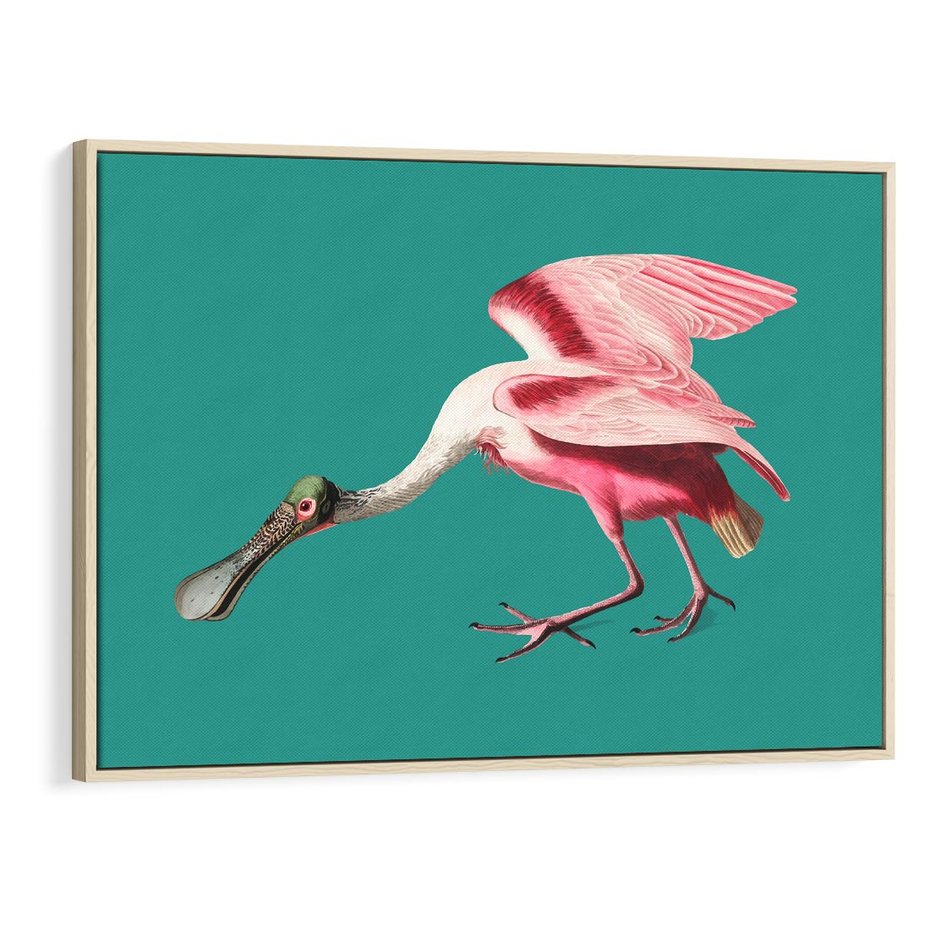 Obraz w ramie 100x70 - Różowy Ptak Wyobraźni - różowy ptak, wyobraźnia - rama drewno