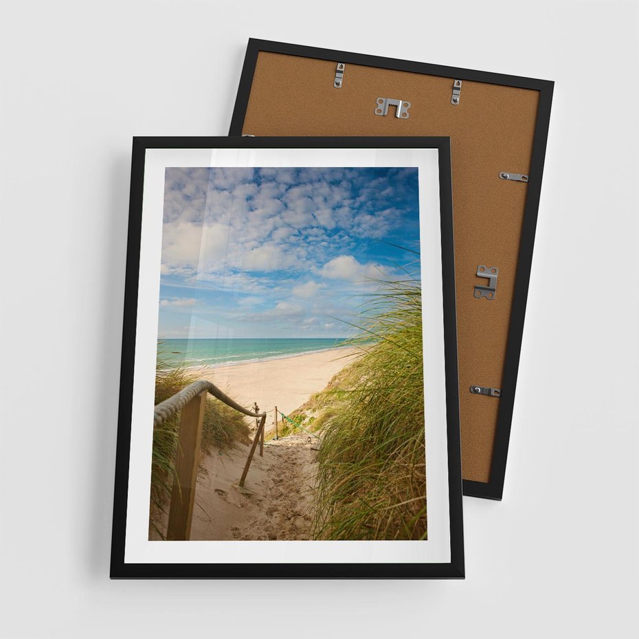 Plakat w ramie 50x70 - Spokojna plaża nad Bałtykiem - plaża, Bałtyk - rama czarna