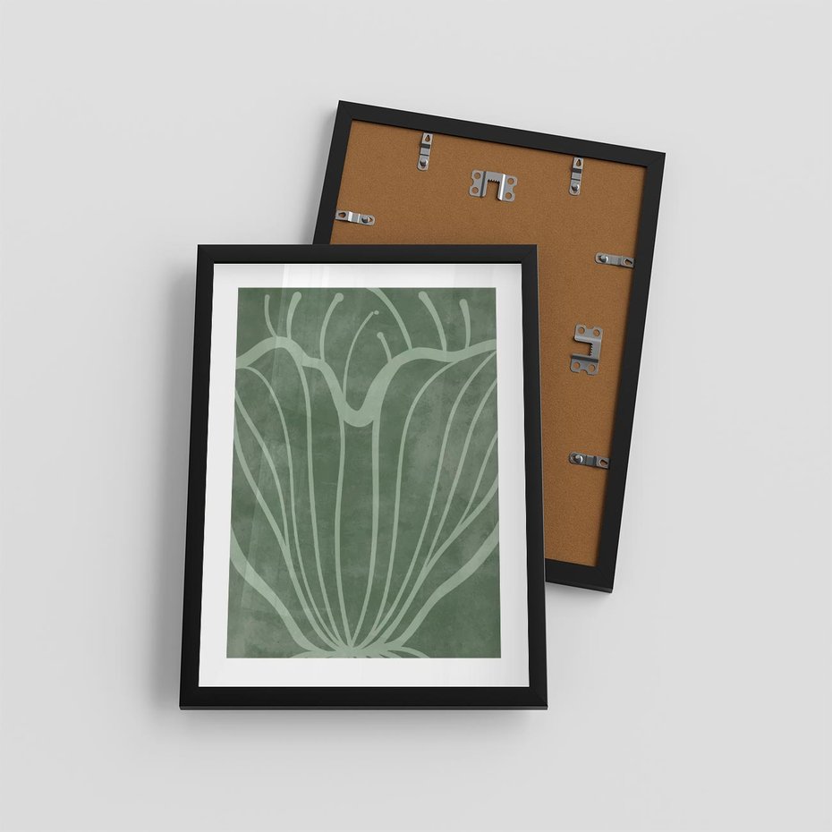 Plakat w ramie 30x40 - Zieleń Kształtująca Spokój - zielony plakat, roślinne inspiracje - rama czarna