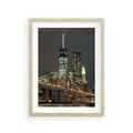 Plakat w ramie 30x40 - Miasto rozświetlone nocnym blaskiem - miasto, nocą - rama drewno