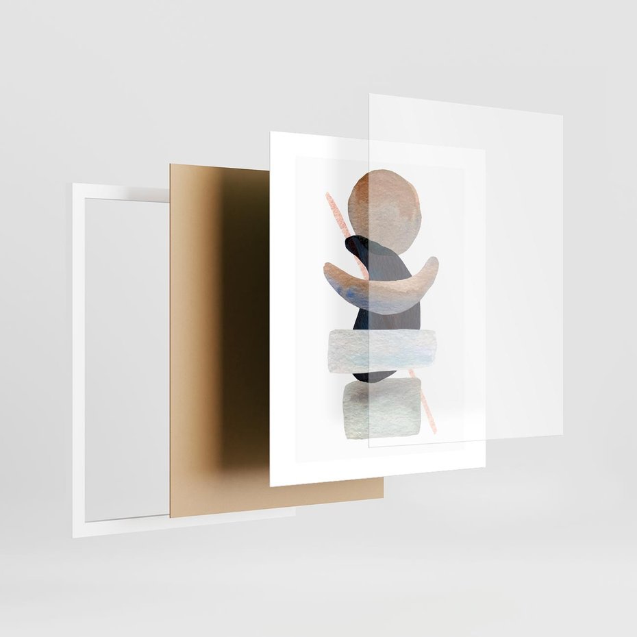 Plakat w ramie 40x50 - Rozkwitające Nowe Wymyślności - abstrakcja, akwarelowe plamy - rama biała