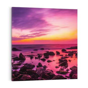 Obraz na płótnie 40x40 - Skały i plaża nad morzem - morze, plaża