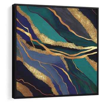 Obraz w ramie 50x50 - Sztorm malarskich emocji - marmur, abstrakcyjna grafika - rama czarna