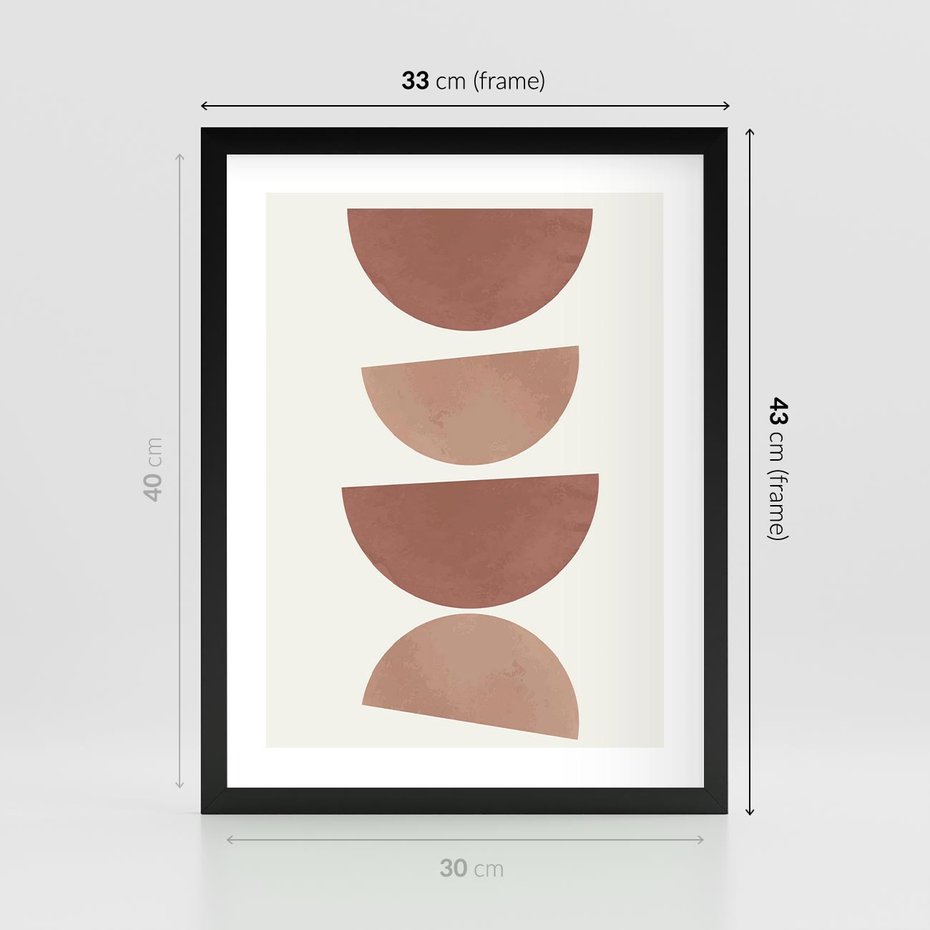 Plakat w ramie 30x40 - Abstrakcyjne Widzenia - abstrakcyjne geometryczne kształty, odcienie brązu i beżu - rama czarna