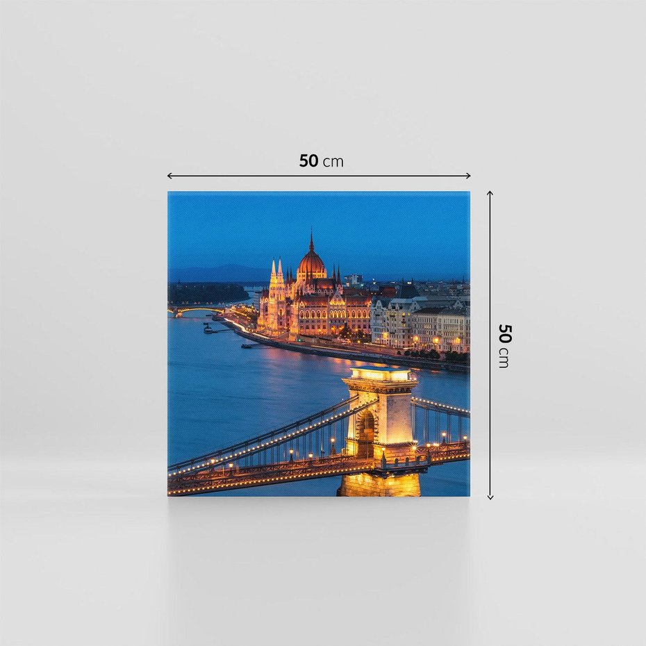 Obraz na płótnie 50x50 - Mostowe miasto nocą - miasto, most