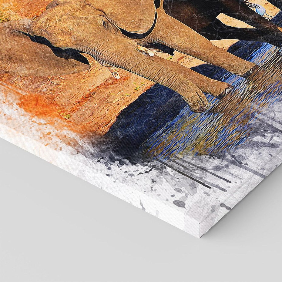 Obraz na płótnie 100x70 - Majsestatyczne Wielkie ssaski - słonie, zwierzęta