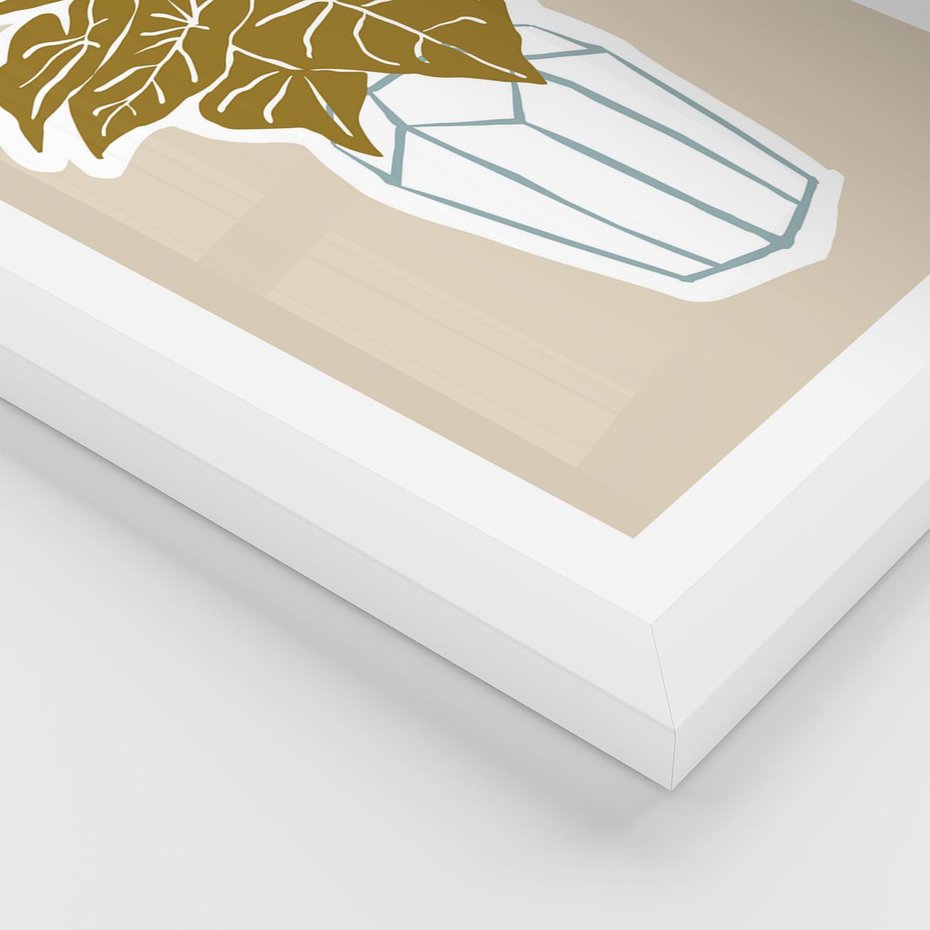 Plakat w ramie 40x50 - Bezgraniczne Marzenia - nowoczesna kompozycja, liście monstery w wazonie - rama biała