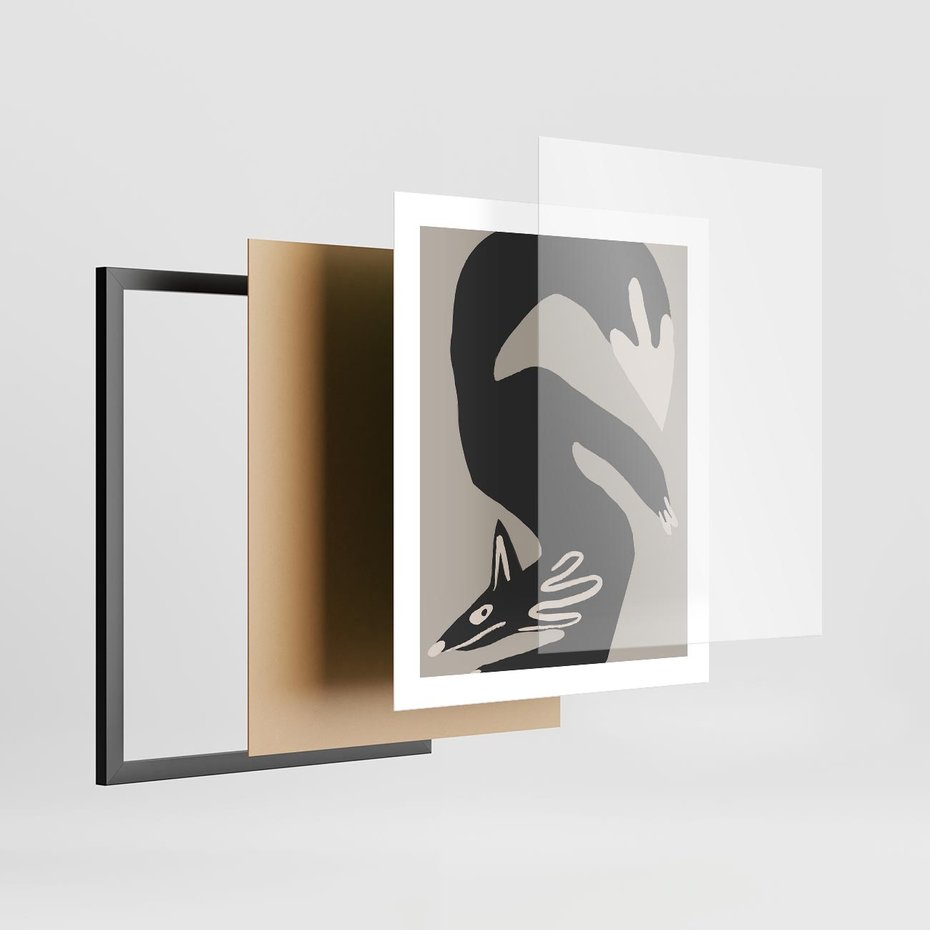 Plakat w ramie 40x50 - Ekspresja Skandynawskiego Światła - skandynawska sztuka, lis - rama czarna