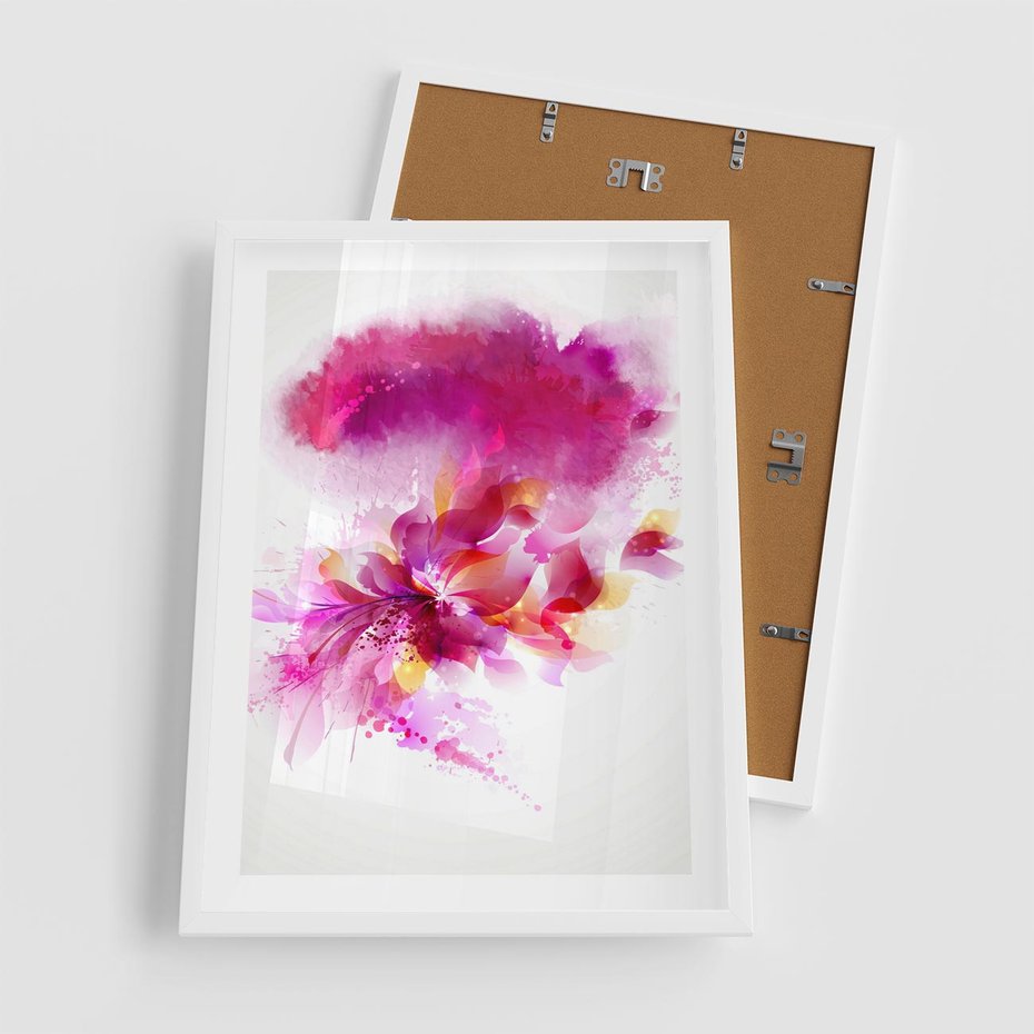 Plakat w ramie 50x70 - Kwiaty abstrakcji - abstrakcja, kwiaty - rama biała