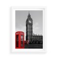 Plakat w ramie 50x70 - Budka telefoniczna przed Big Benem - budka, Londyn - rama biała