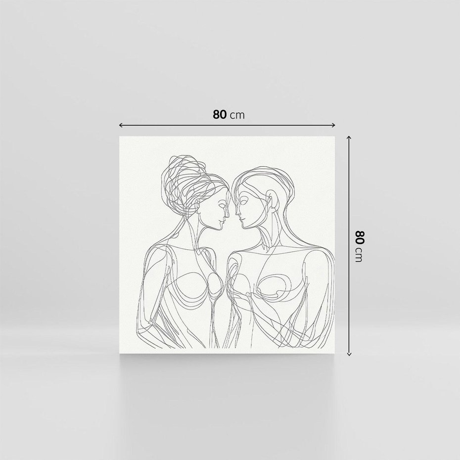 Obraz na płótnie 80x80 - Dialog z cieniami duszy - sztuka one line art, jedna kreska