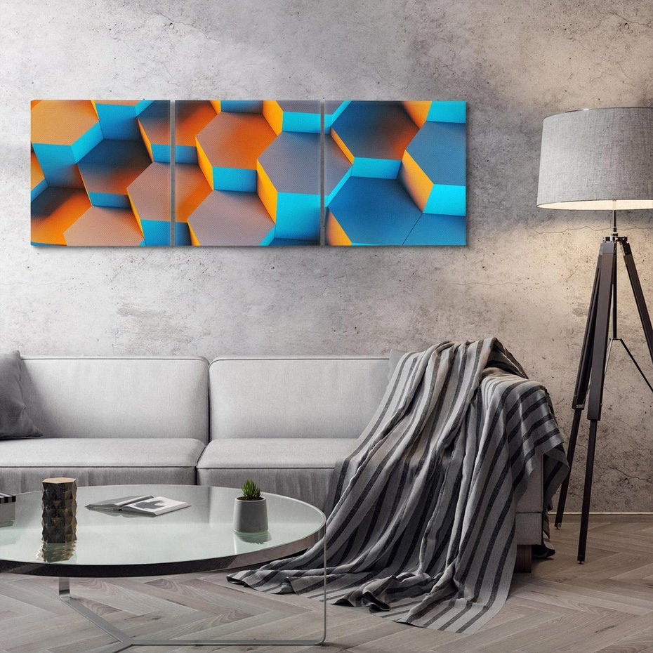 Obraz na płótnie 150x50 - Trójwymiarowa Gra - geometryczna, 3D