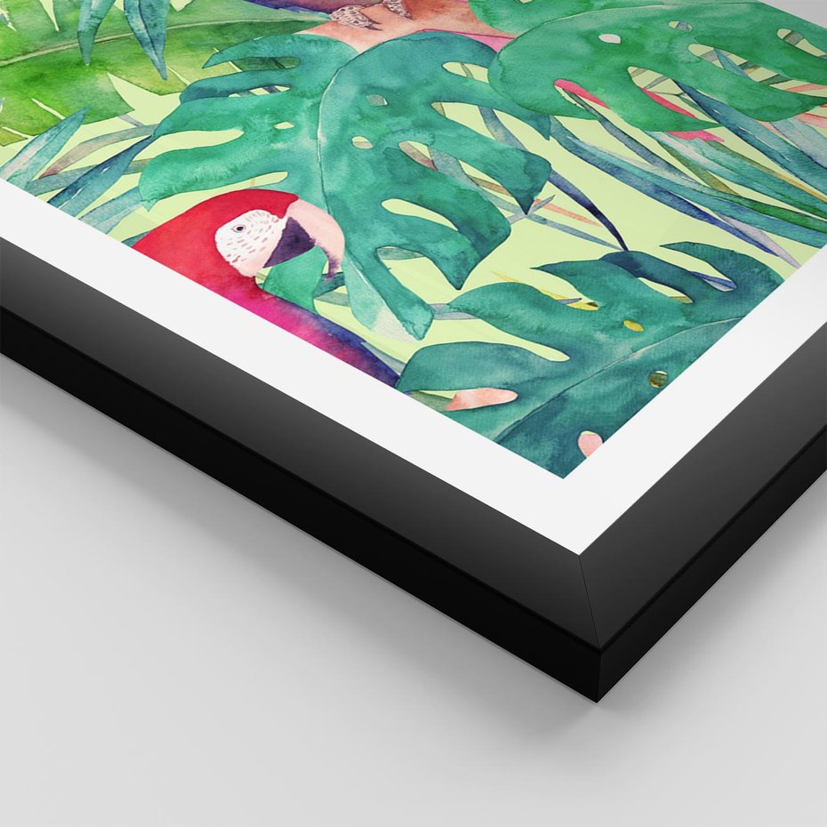 Plakat w ramie 40x50 - Egzotyczna Przygoda - tropikalne, liście - rama czarna