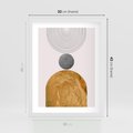 Plakat w ramie 30x40 - Złote Półkole w Sztuce Geometrii - grafika, złote półkole - rama biała