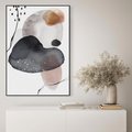 Obraz w ramie 50x70 - Impresje Harmonii - abstrakcyjne plamy akwarelowe, czarny szkic - rama czarna