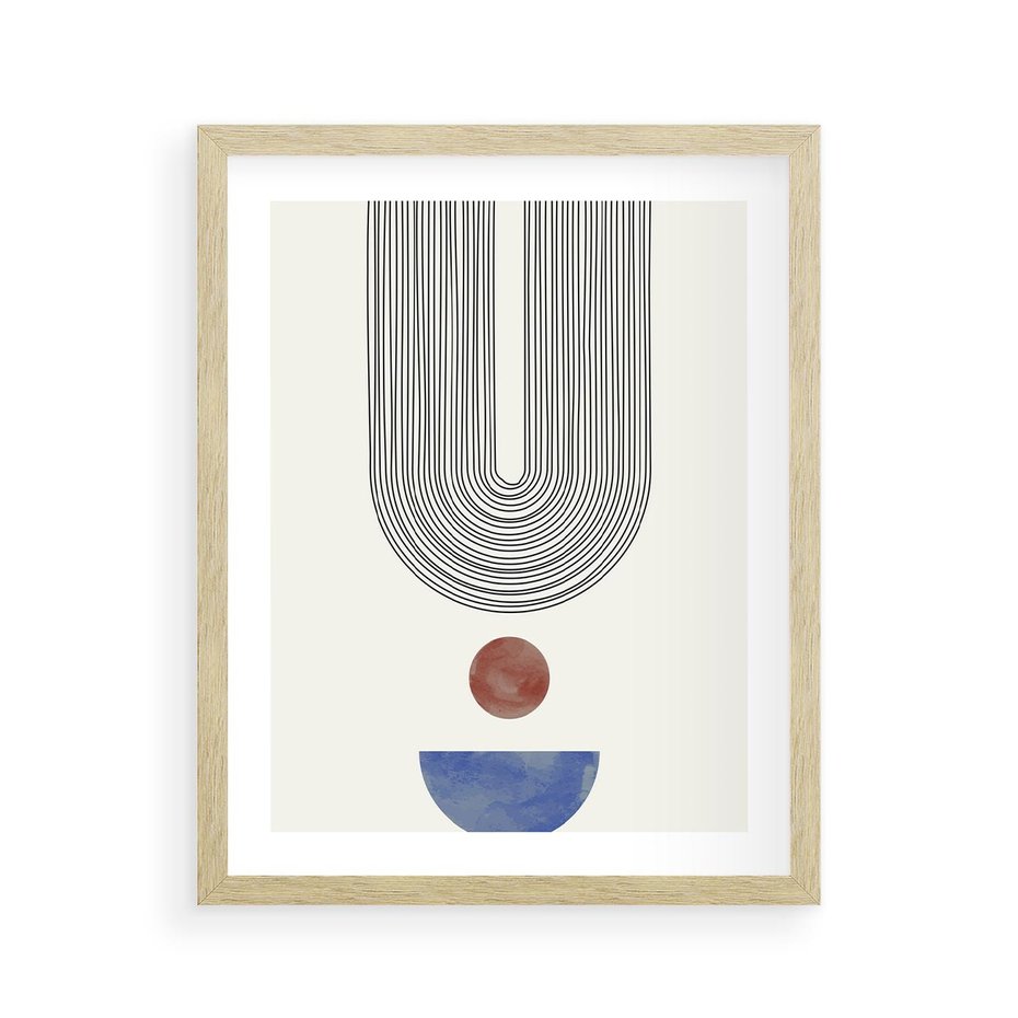 Plakat w ramie 40x50 - Rozplątane Wibracje - nowoczesny plakat, styl midcentury - rama drewno