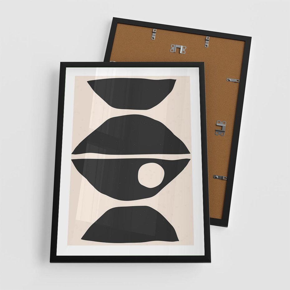 Plakat w ramie 50x70 - Nowoczesna Sztuka na Beżowym Tle - nowoczesna sztuka, abstrakcja - rama czarna