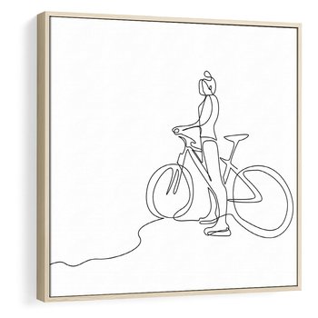 Obraz w ramie 50x50 - Minimalistyczna Przejażdżka - szkic, minimalizm - rama drewno