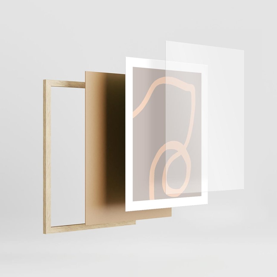 Plakat w ramie 30x40 - Wystylizowana Rewolucja - minimalistyczny obraz, nowoczesny - rama drewno