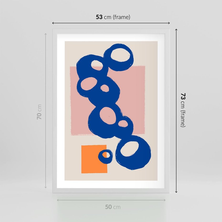 Plakat w ramie 50x70 - Migocące Plamiste Echa - abstrakcja, nowoczesny plakat - rama biała