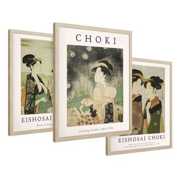Zestaw obrazy w ramie 40x50 galeria - Japonia, sztuka, Choki, orient - rama drewno