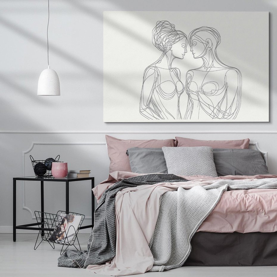 Obraz na płótnie 120x80 - Dialog z cieniami duszy - sztuka one line art, jedna kreska