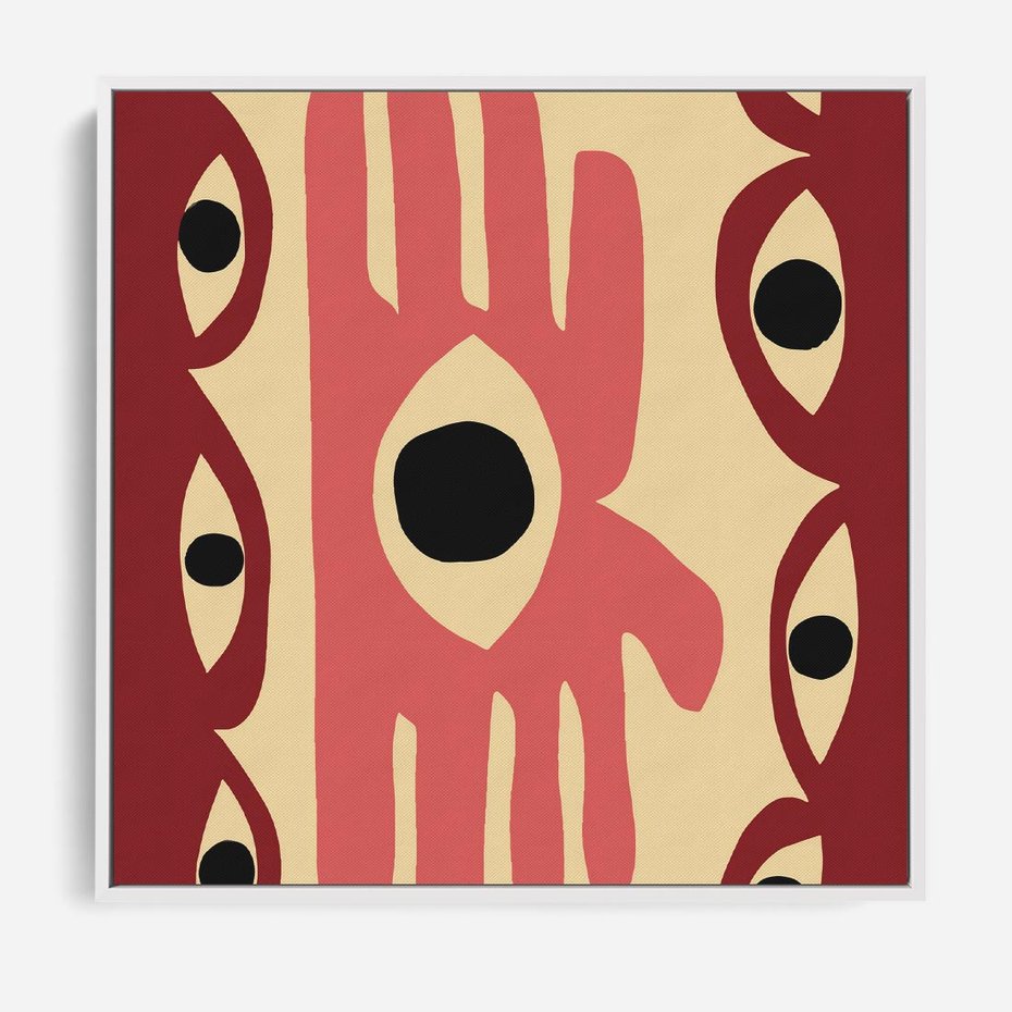 Obraz w ramie 80x80 - Migotliwe Kształty - abstrakcyjny obraz, boho styl - rama biała