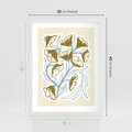 Plakat w ramie 30x40 - Wibracje Widzenia - abstrakcyjne beżowe kwiaty, elegancka kompozycja - rama biała