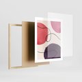 Plakat w ramie 40x50 - Migoczące Echo - abstrakcyjne akwarelowe plamy, nieregularne linie - rama drewno