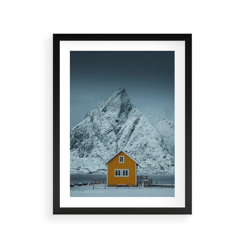 Plakat w ramie 30x40 - Urok Norweskich Domków - Skandynawia, Norwegia - rama czarna