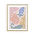 Plakat w ramie 40x50 - Rozkwitające Harmonie Natury - pastelowe kwiaty, na beżowym tle - rama drewno