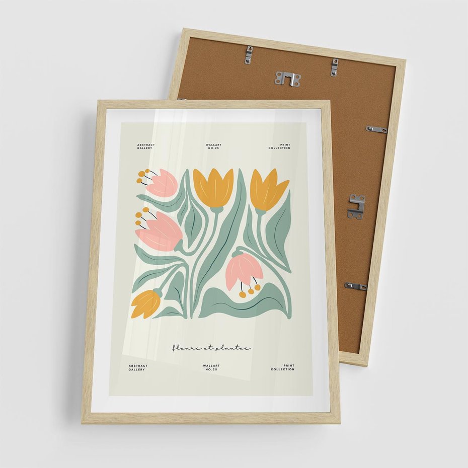 Plakat w ramie 50x70 - Tajemnicza Aura - kwiaty, nowoczesna abstrakcja - rama drewno