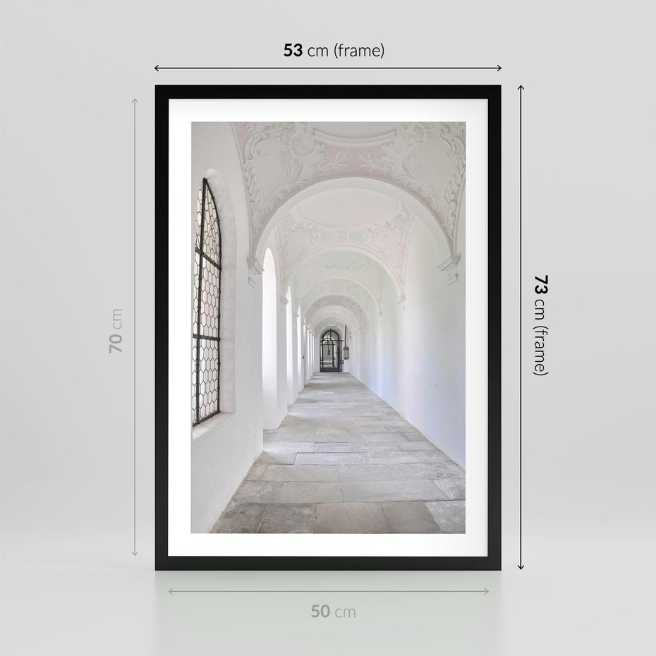 Plakat w ramie 50x70 - Architektoniczne Przejście - architektura, korytarz - rama czarna