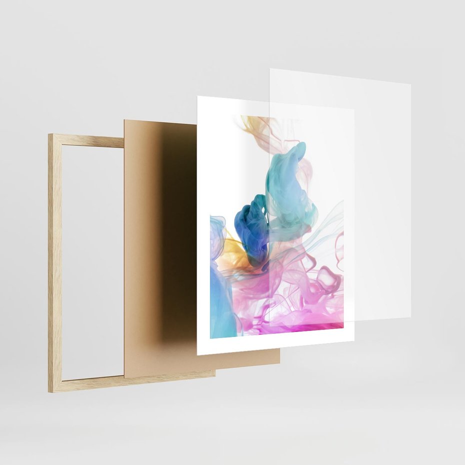 Plakat w ramie 40x50 - Abstrakcyjne Pastelowe Piękno - abstrakcja, pastelowe - rama drewno