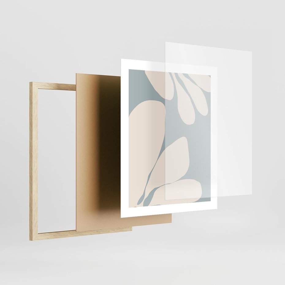 Plakat w ramie 40x50 - Pastelowe Marzenia Kwiatów - kwiaty, nowoczesne i minimalistyczne - rama drewno