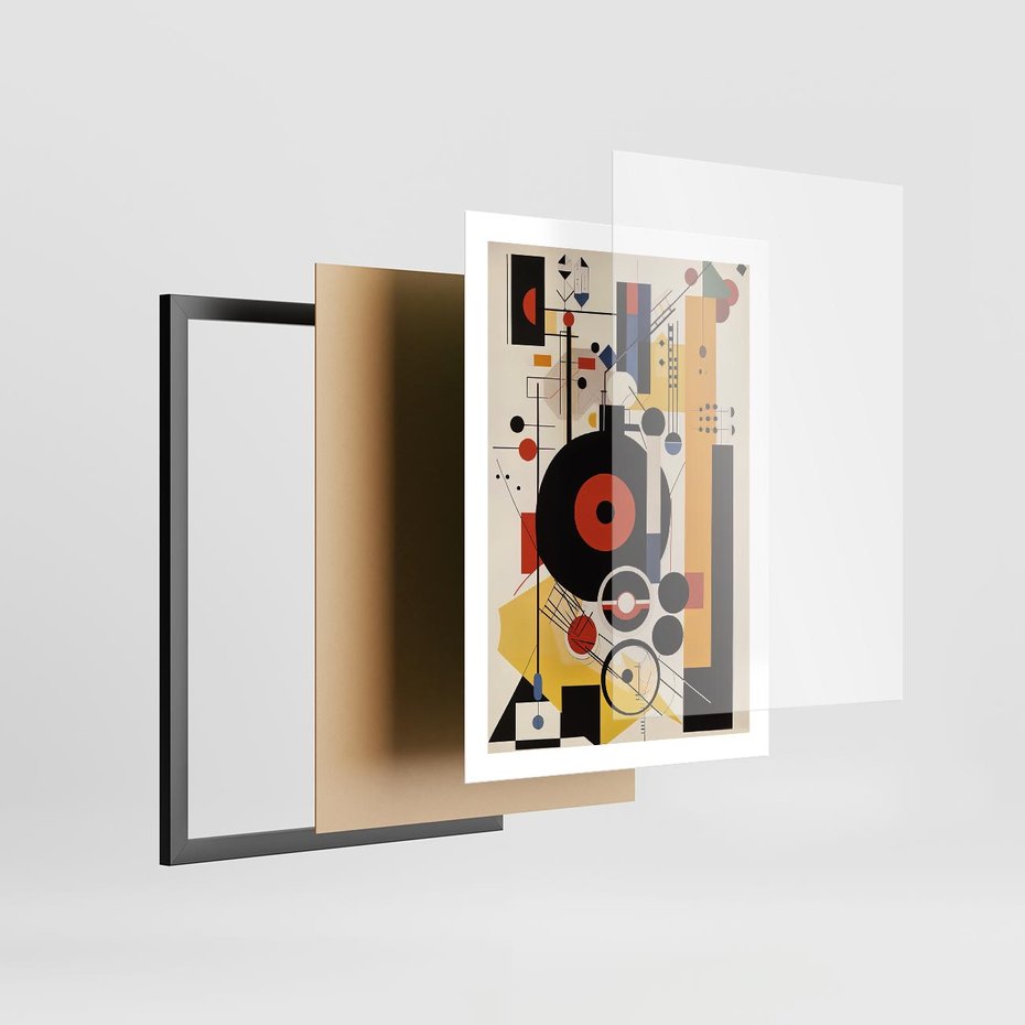 Plakat w ramie 50x70 - Wnętrza Refleksyjnego Światła - modernistyczny obraz, styl bauhaus - rama czarna