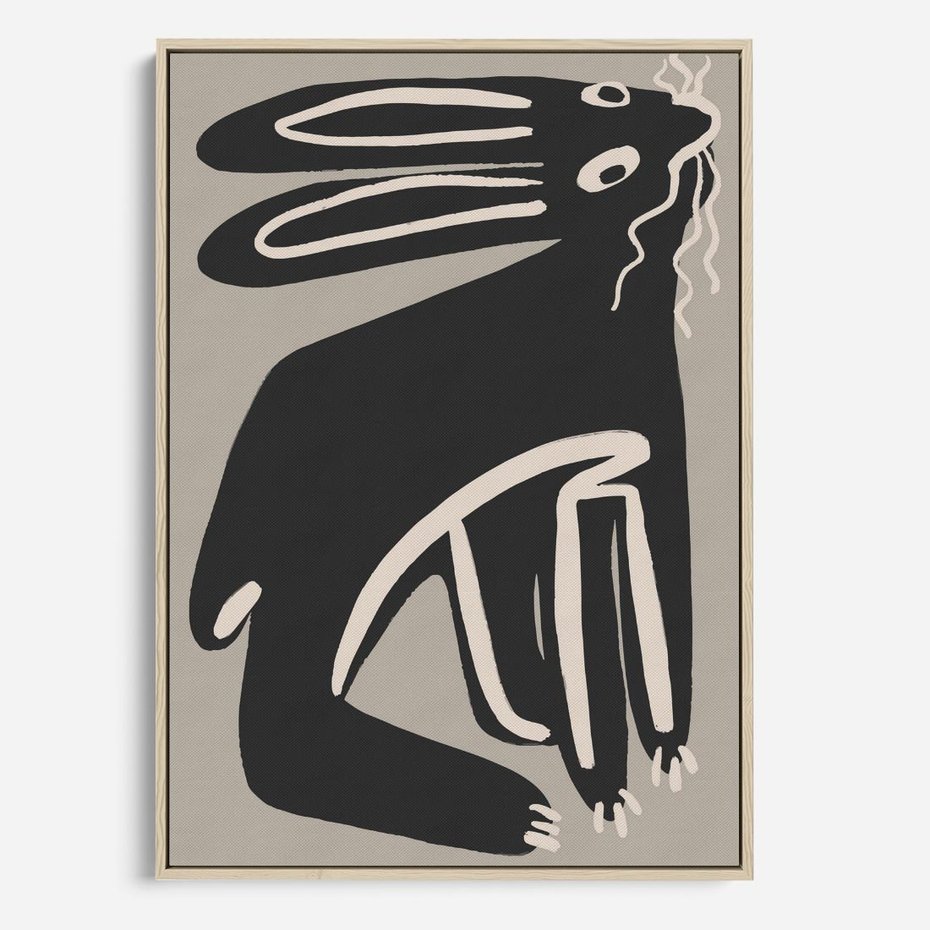 Obraz w ramie 70x100 - Konturujące Struktury - skandynawska sztuka, królik - rama drewno