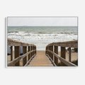 Obraz w ramie 120x80 - Morze i drewniany pomost - morze, pomost - rama biała