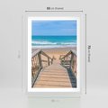 Plakat w ramie 50x70 - Pomost ku Morzu - pomost na plaży, morze - rama biała