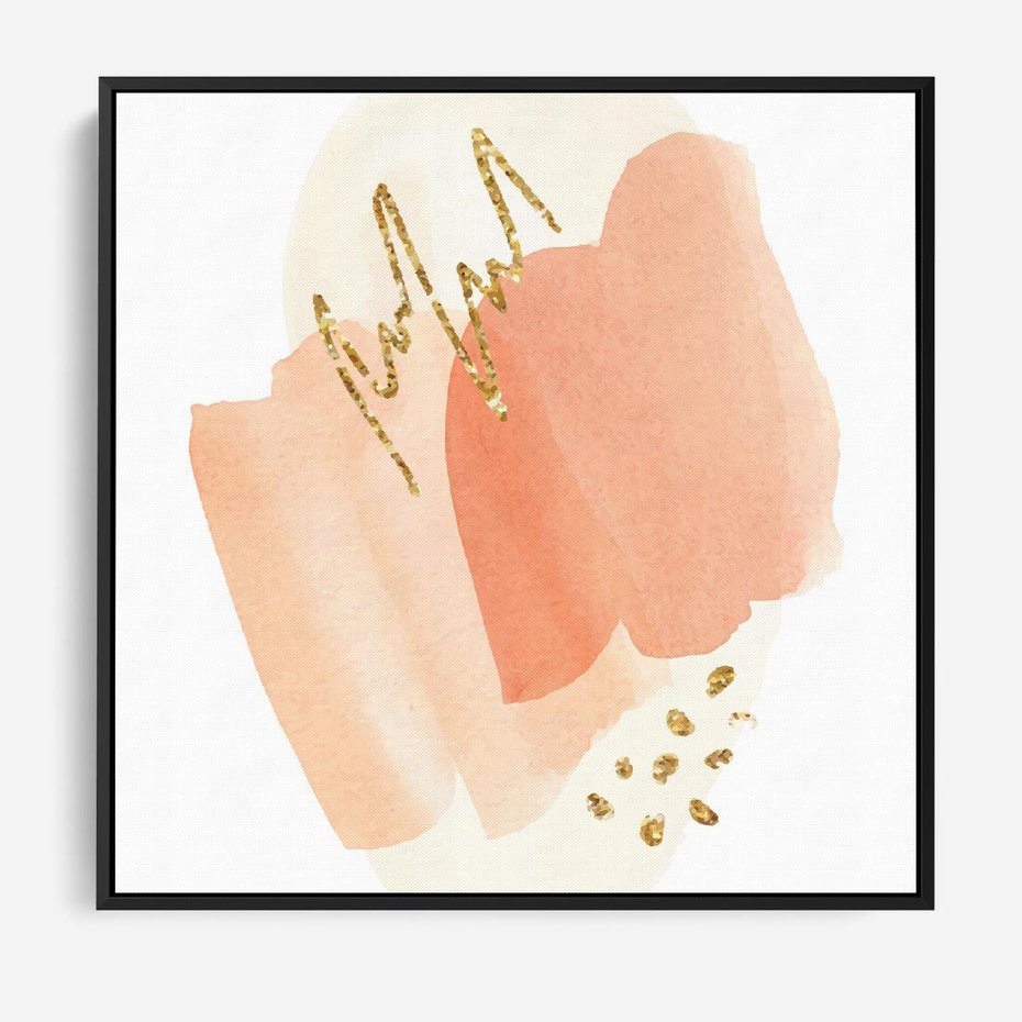 Obraz w ramie 50x50 - Rozbijające Plamy - abstrakcyjne akwarelowe plamy, minimalizm - rama czarna