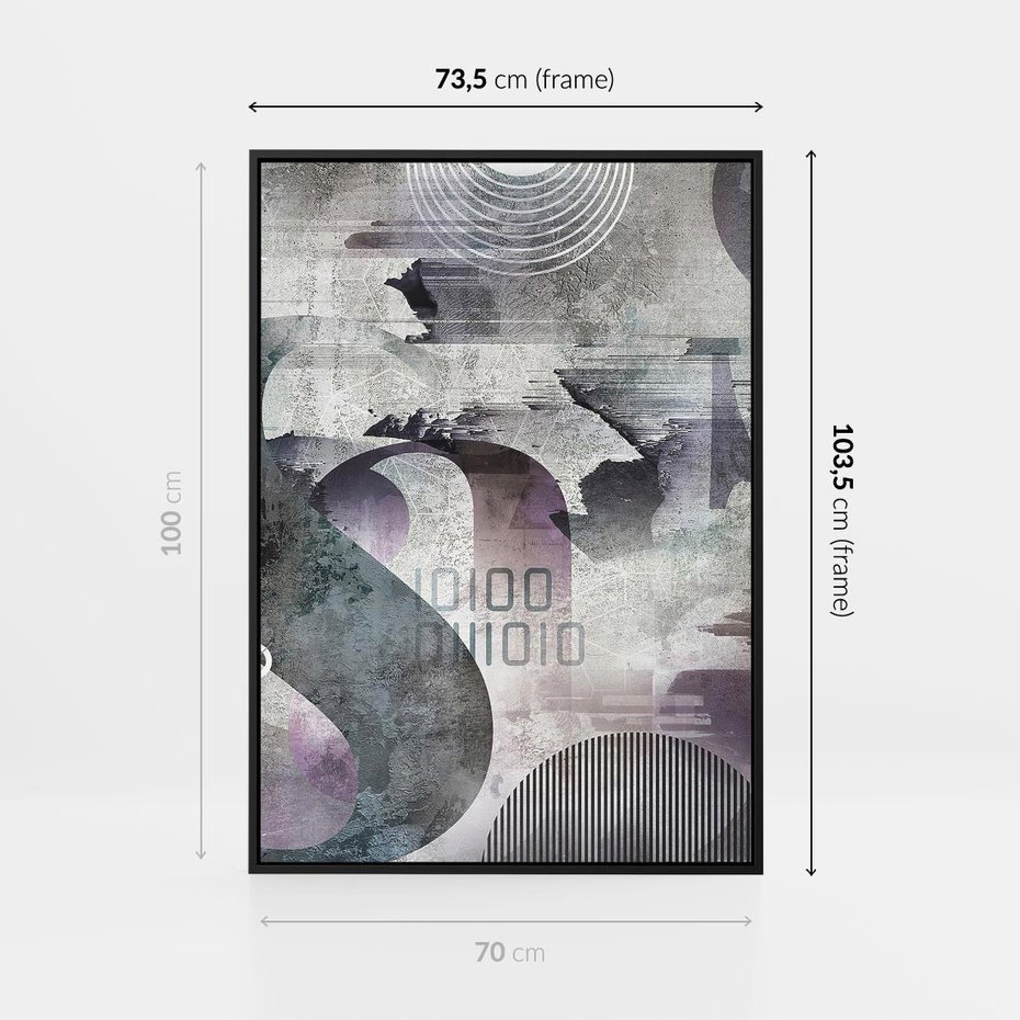 Obraz w ramie 70x100 - Nocne opowieści w barwach - typografia, abstrakcja - rama czarna