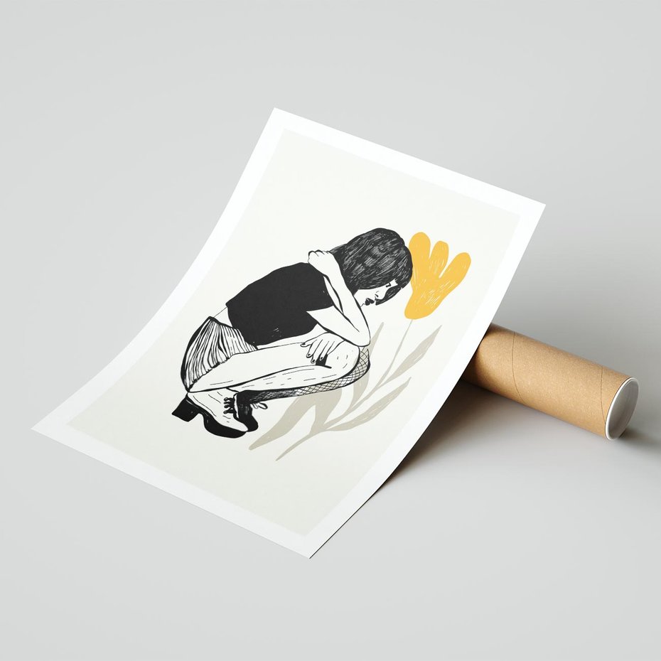 Plakat bez ramy 21x30 - Kobiecy Plakat - prosta grafika, kobieta