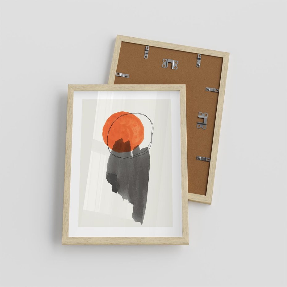 Plakat w ramie 30x40 - Księga Form - abstrakcyjne nieregularne plamy, czarny - rama drewno