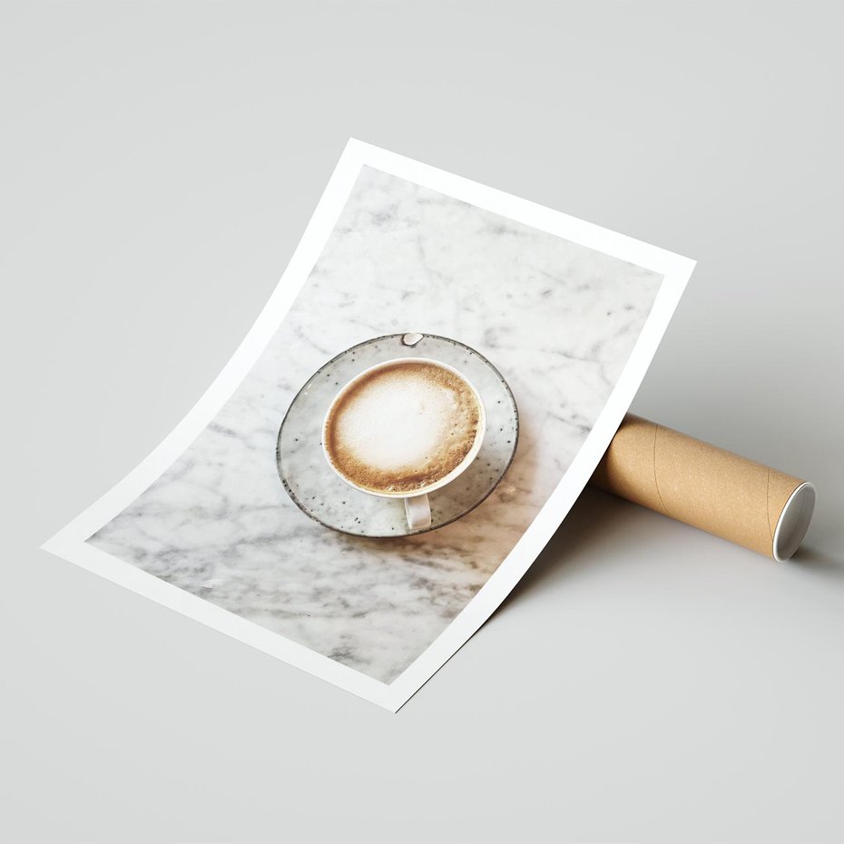 Plakat bez ramy 21x30 - Kawa w Perfekcji - kawa w filiżance, cappuccino