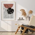 Plakat w ramie 40x50 - Nowoczesna Monstera: Szkic w Grafice - nowoczesna grafika, monstera - rama drewno