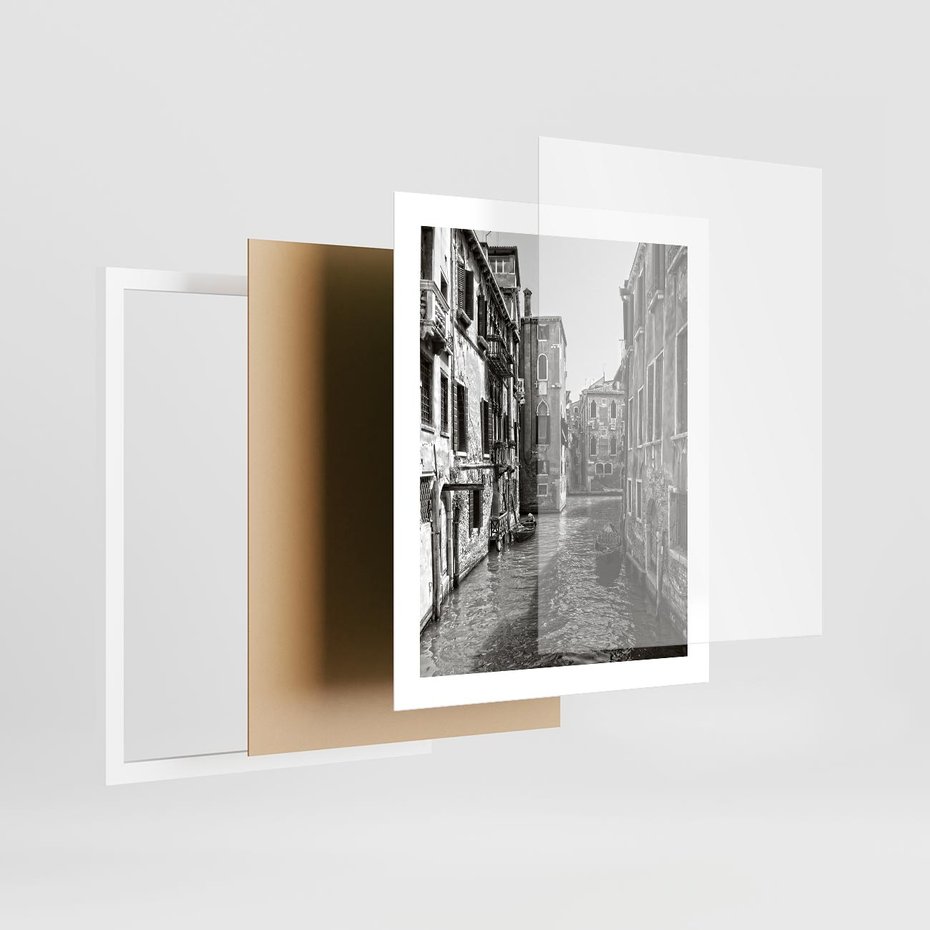 Plakat w ramie 40x50 - Zabłądzić w Wenecji - wenecja, kanały - rama biała