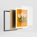 Plakat w ramie 40x50 - Kolorowe Impresje - abstrakcyjna kwiatowa kompozycja, żółte mocne tło - rama czarna